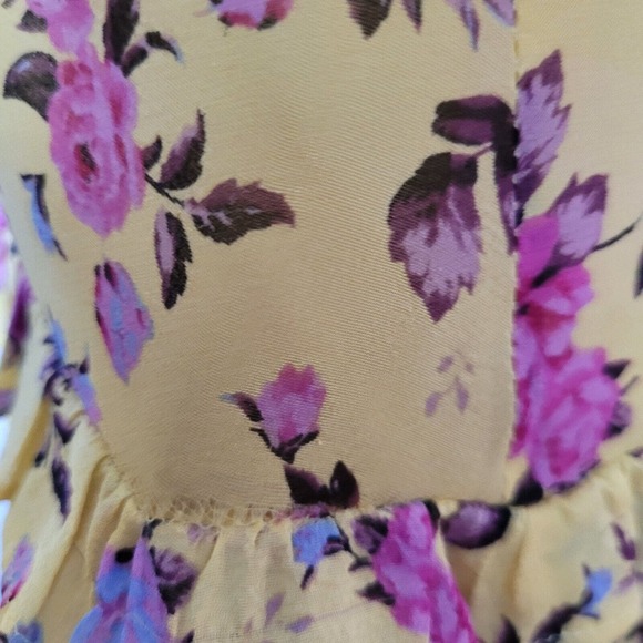 For Love & Lemons Maison Maxi Dress Yellow Womens Sz Sm Floral Sleeveless boho - Picture 5 of 13